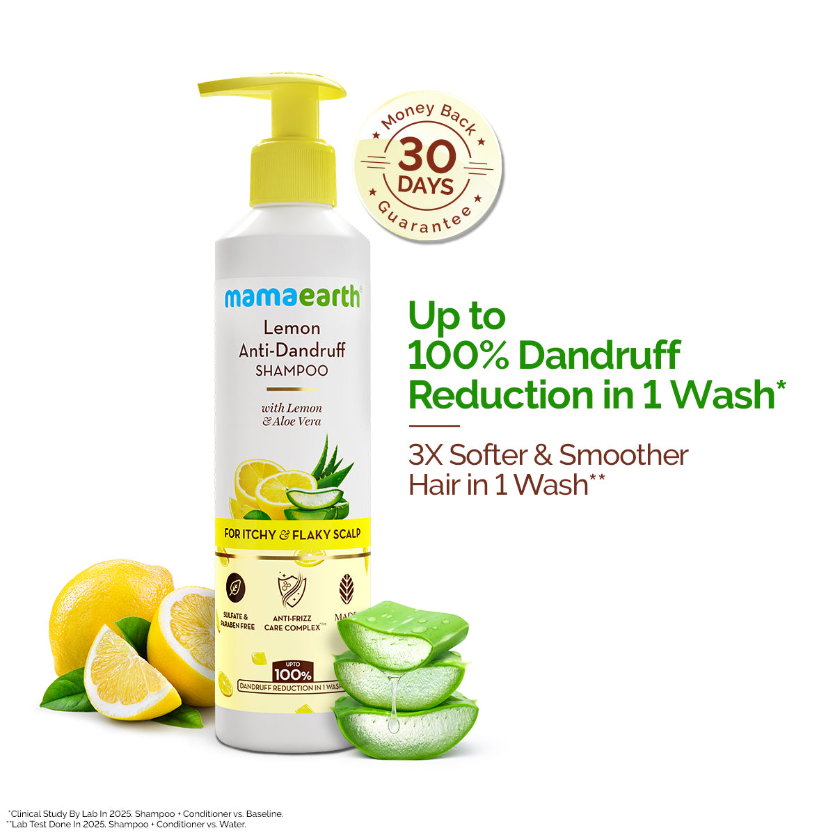 Lemon Anti-Dandruff Shampoo with Lemon & Aloe Vera for Itchy & Flaky Scalp - 250ml