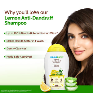 Lemon Anti-Dandruff Shampoo with Lemon & Aloe Vera for Itchy & Flaky Scalp - 100ml