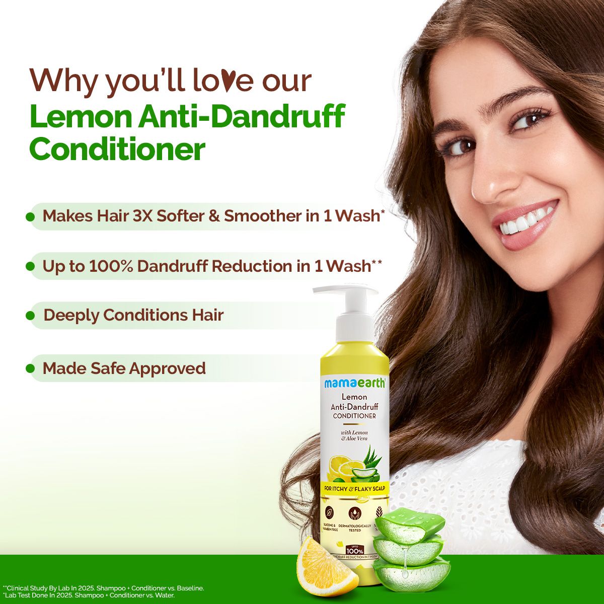 Lemon Anti-Dandruff Conditioner with Lemon & Aloe Vera for Itchy & Flaky Scalp - 250 ml (Pack of 2)