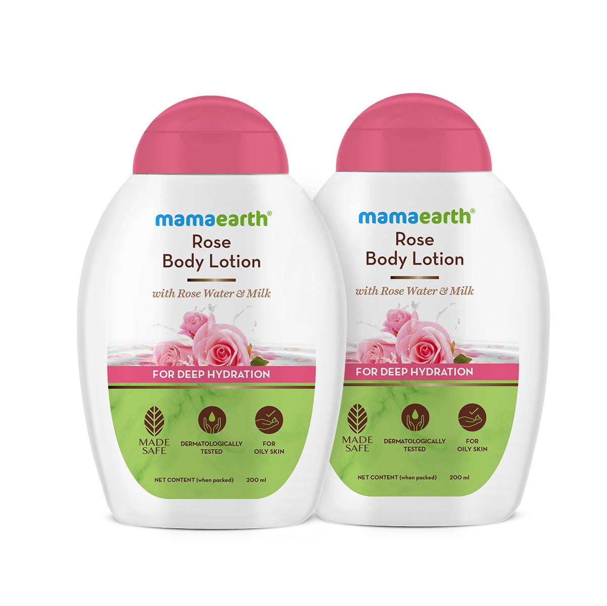 Rose Body Lotion with Rose Water and Milk For Deep Hydration (Pack of 2) - 200 ml
