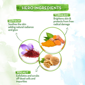 Ubtan Body Scrub with Turmeric and Saffron key ingredients