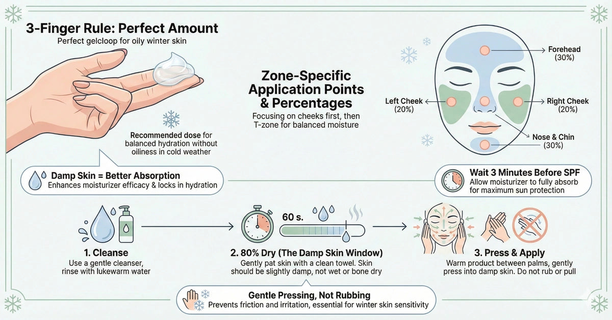 Apply moisturizer to oily skin: 3-Finger Rule Winter Guide