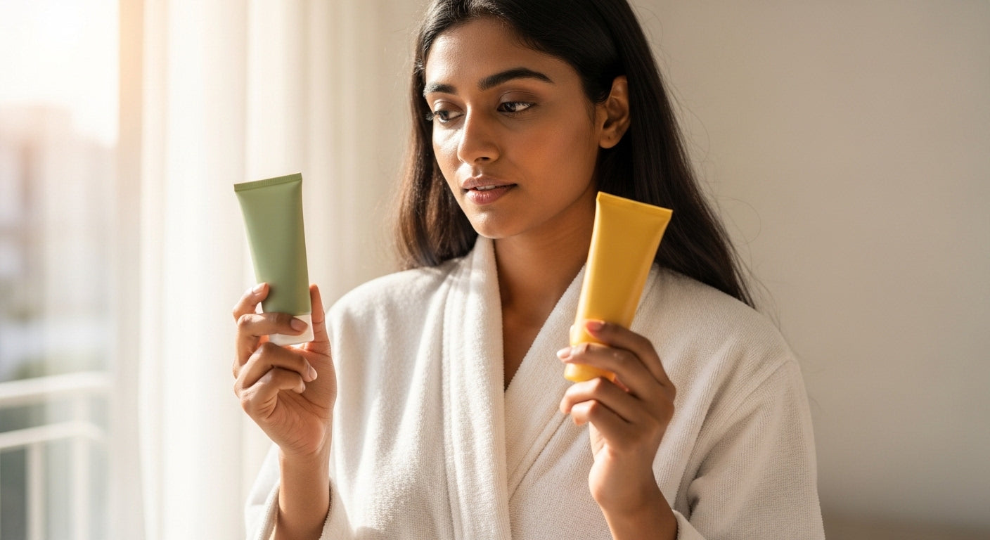 %%title%% Agar mujhe long morning routine pasand nahi hai, toh SPF 30 moisturizer aur separate SPF 50 sunscreen mein se kaunsa better hai?