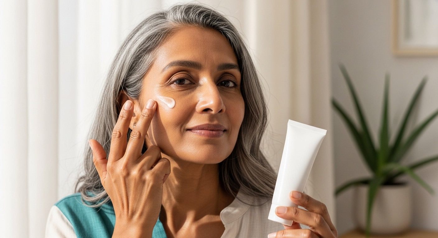 Main 50s mein beginner hoon aur meri menopausal skin ko thick creams bilkul pasand nahi. Main kaunsa fast-absorbing sunscreen start kar sakti hoon?
