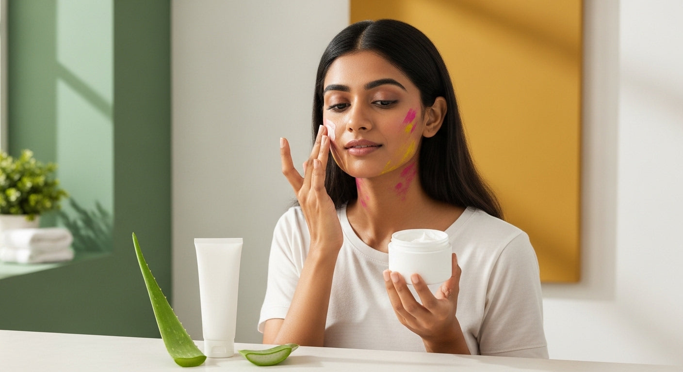 Post-Holi skin recovery — what 2 gentle steps should I strip my routine down to while the color stains fade?