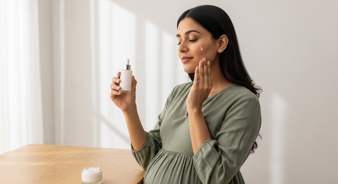 What is a safe 3-step minimal routine for pregnancy that also helps with early melasma?