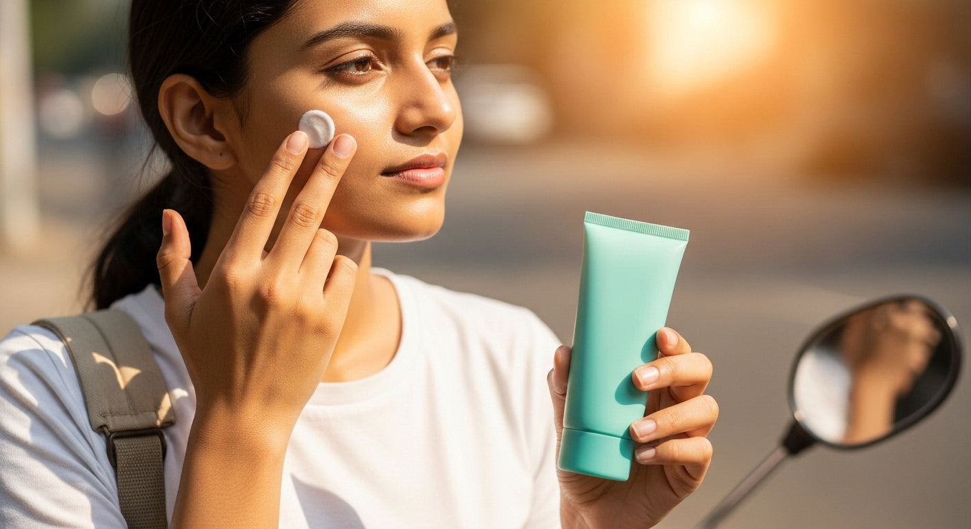 Which budget sunscreen under ₹500 won't melt off completely during a 1-hour bike commute to college?