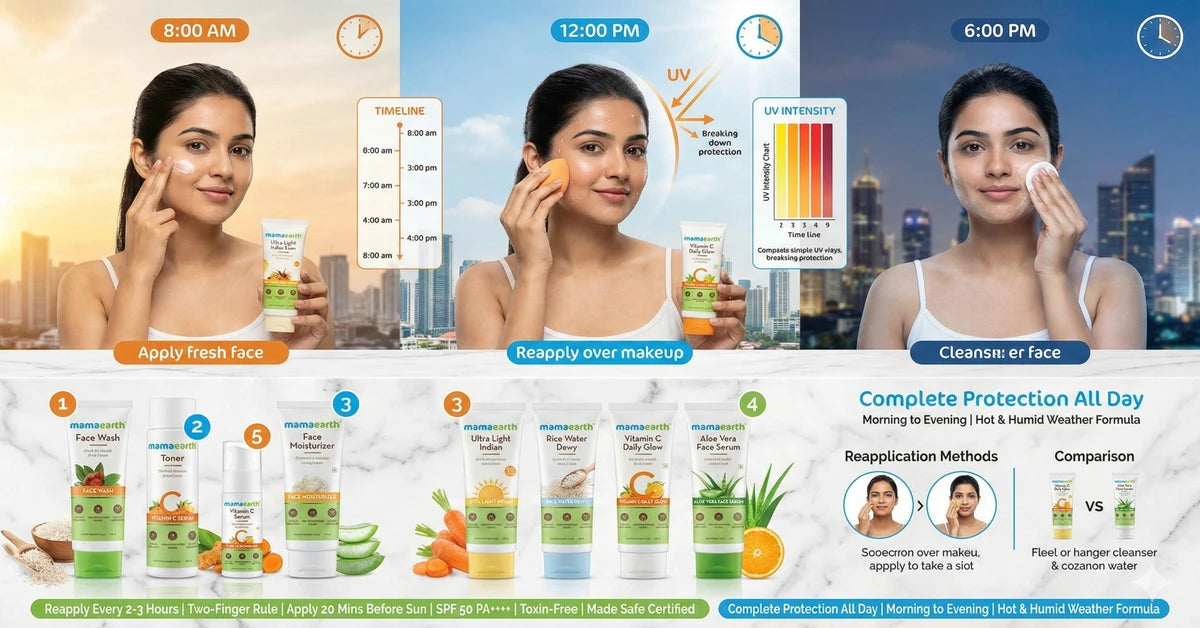 Sunscreen Reapplication Guide India: How to Reapply SPF?