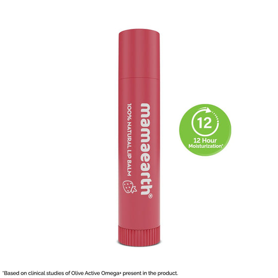 Nourishing Tinted 100% Natural Lip Balm with Vitamin E and Strawberry for Dry & Chapped Lips - 4 g