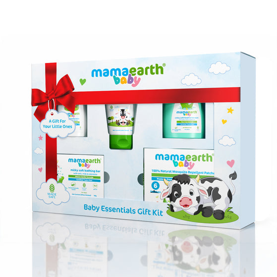 Mamaearth Baby Essentials Gift Kit 5 Units - 30g + 50g + 50ml+ 50ml + 6 pcs