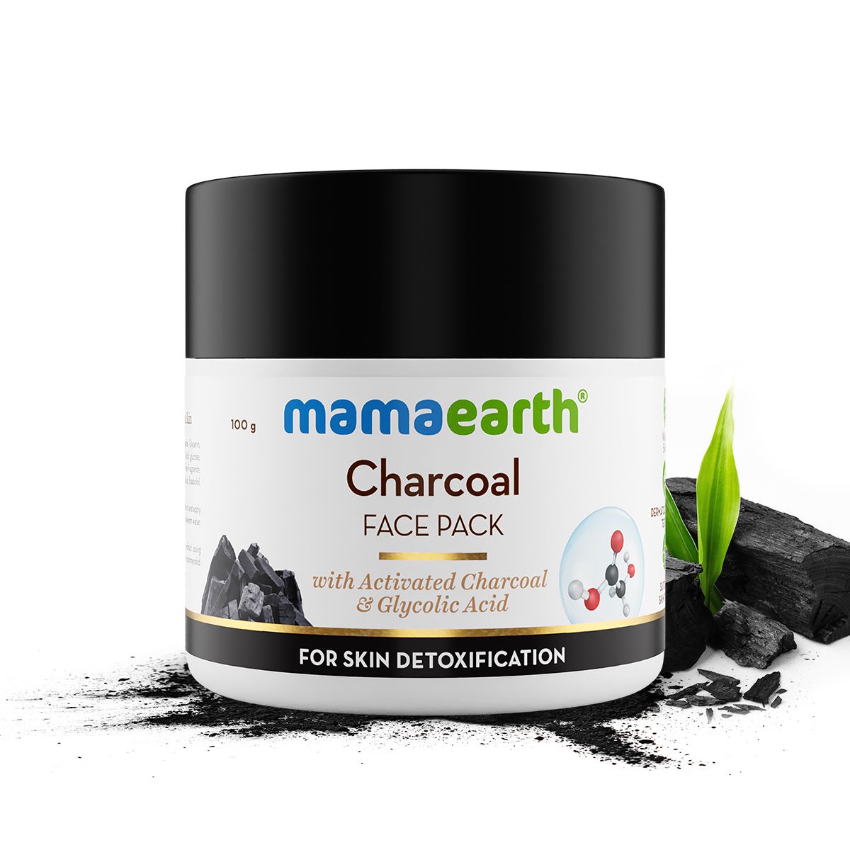 Mamaearth Charcoal Purifying Face Pack with Rice Water and Niacinamide for Glass Skin, 100 ml