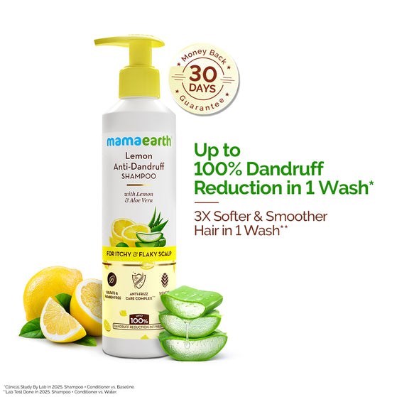 Lemon Anti-Dandruff Shampoo with Lemon & Aloe Vera for Itchy & Flaky Scalp - 250ml