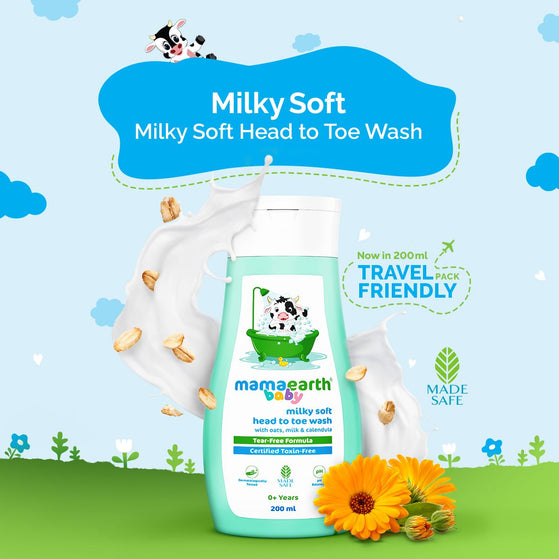 Milky Soft Head to Toe Wash With Oats, Milk, and Calendula  for Babies- 200 ml