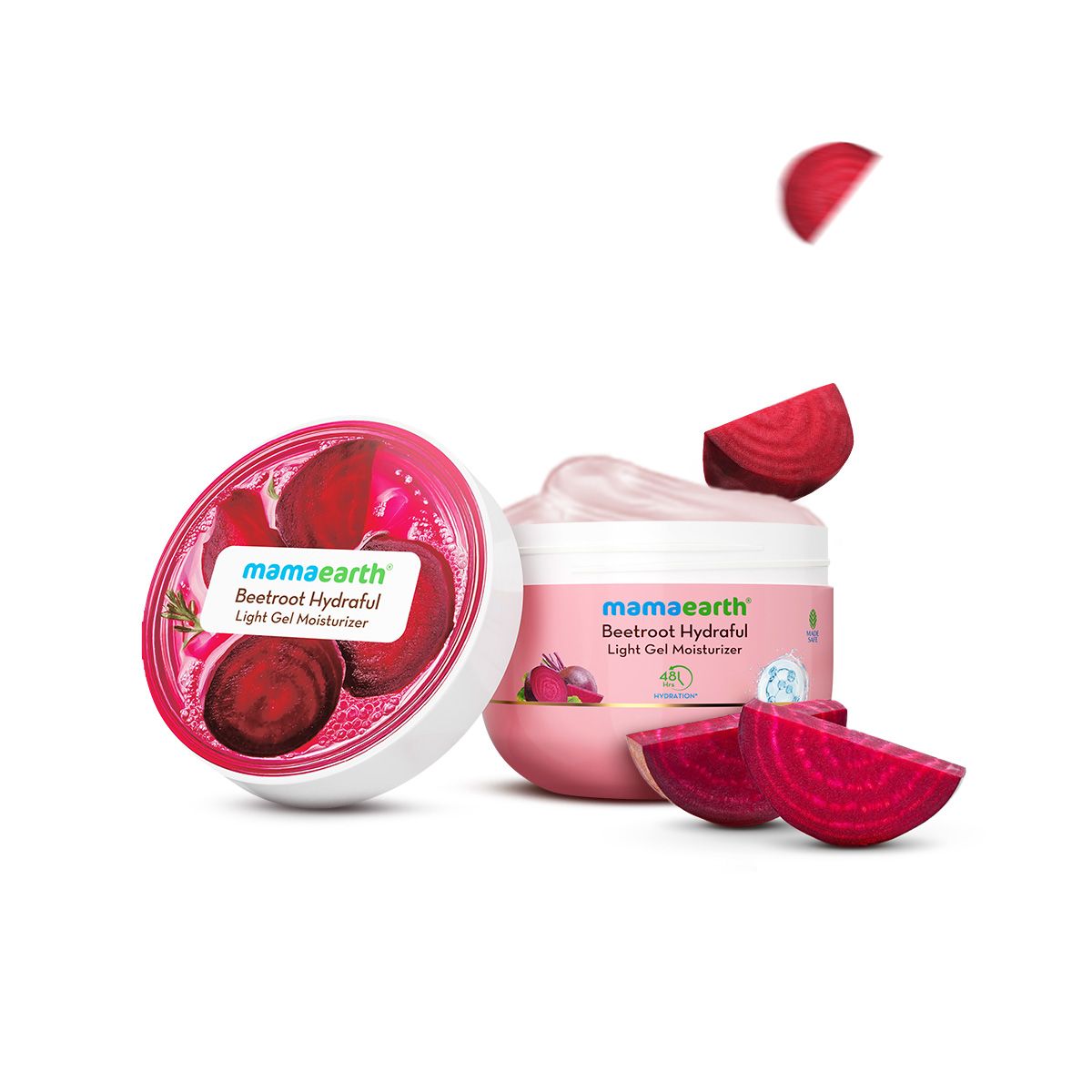 Mamaearth Beetroot Hydraful Light Gel Moisturizer with Rice Water and Niacinamide for Glass Skin, 100 ml