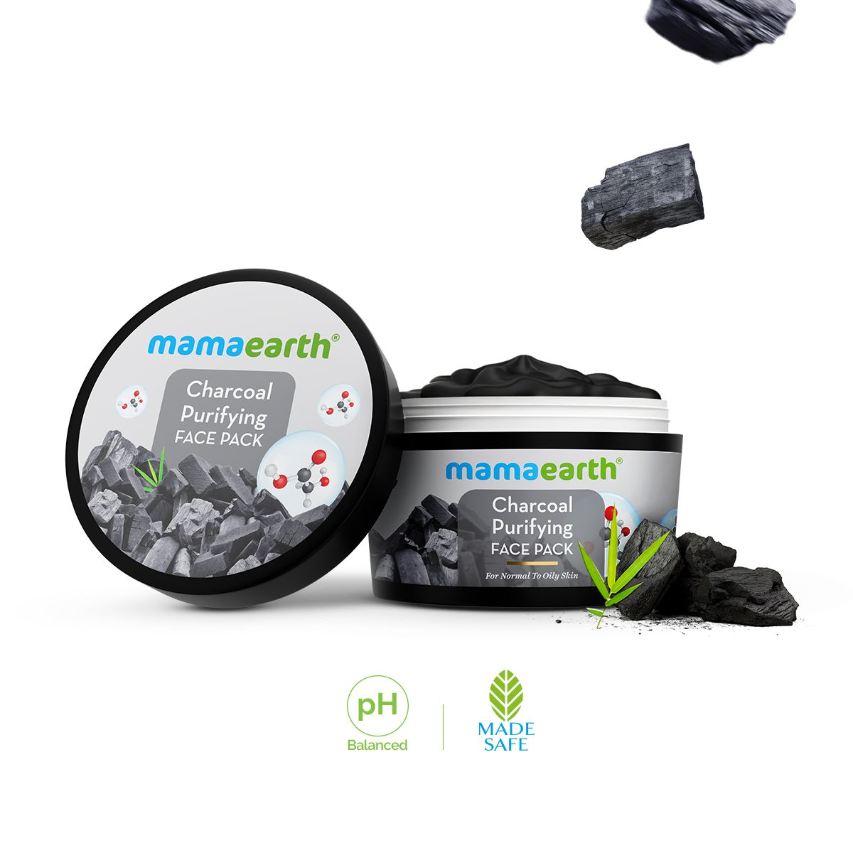 Charcoal Purifying Face Pack with Activated Charcoal & Glycolic Acid for Skin Detoxification