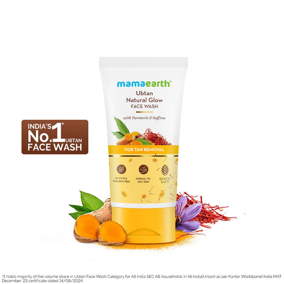 Ubtan Natural Glow Face Wash with Turmeric & Saffron for Tan Removal – 150 ml