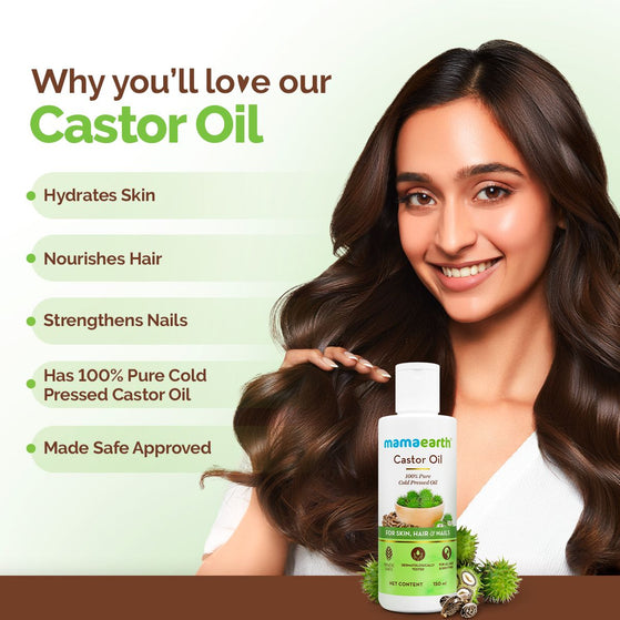 Castor Oil with 100% Pure Cold Pressed Castor Oil For Skin, Hair & Nails - 150 ml
