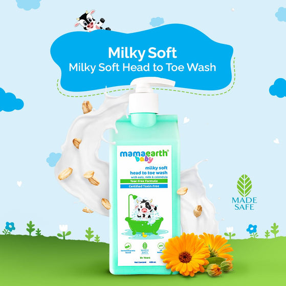 Mamaearth Milky Soft Head to Toe Wash babies oats milk calendula 400ml
