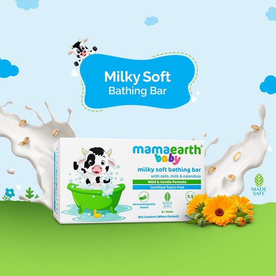 Milky Soft Baby Bathing Bar Oats Milk Calendula 75g pack of 2