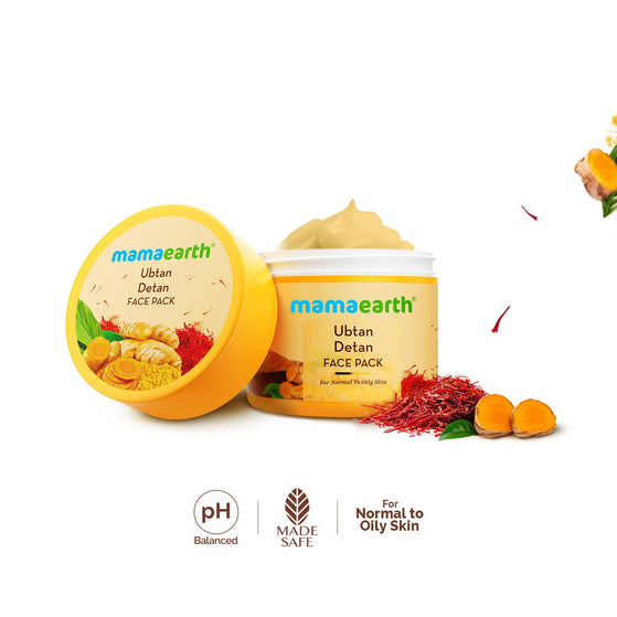 Ubtan Detan Face Pack with Turmeric & Saffron for Normal to Oily Skin - 100 g