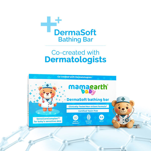 Mamaearth Baby DermaSoft Bathing Bar with SensiCareComplex™ for Baby’s Sensitive Skin - 75 g
