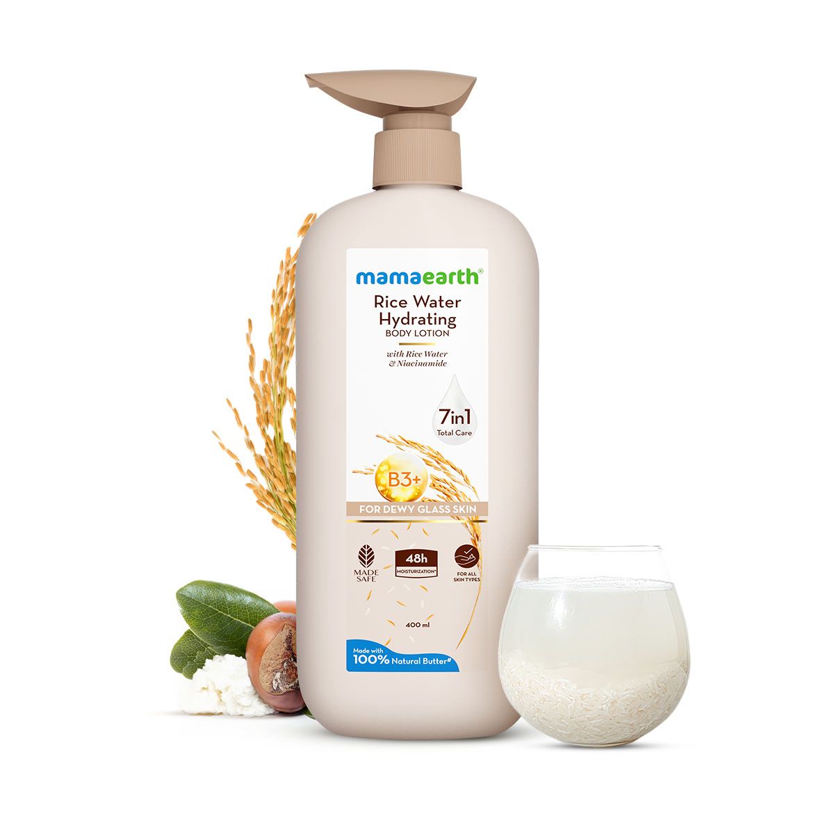 Mamaearth Rice water Hydrating Body lotion with Rice Water and Niacinamide for Glass Skin, 100 ml