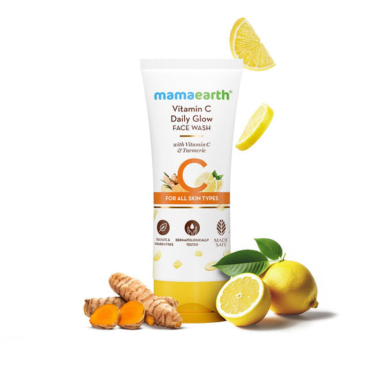 Vitamin C face wash tube with turmeric lemon
