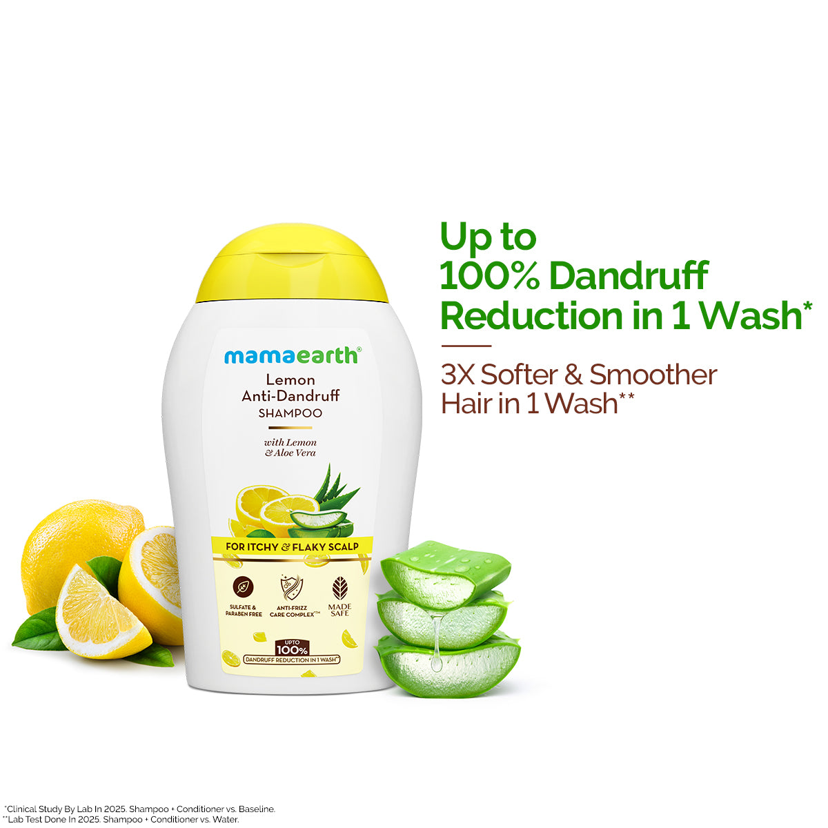 Lemon Anti-Dandruff Shampoo with Lemon & Aloe Vera for Itchy & Flaky Scalp - 100ml