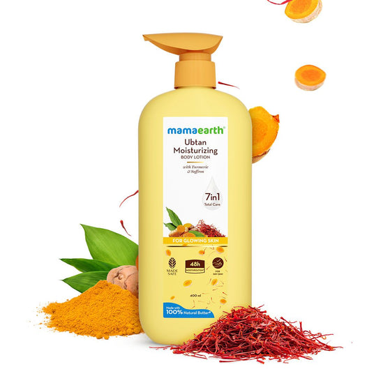 Mamaearth Ubtan Moisturizing Body Lotion with Turmeric & Saffron for Glowing Skin - 400 ml