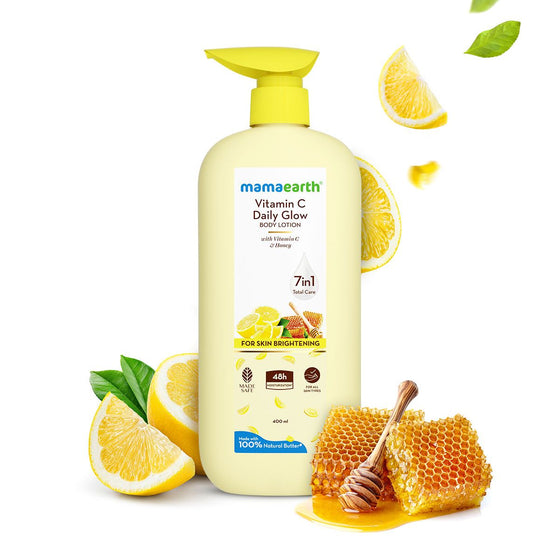 Mamaearth Vitamin C Daily Glow Body Lotion For Skin Brightening 400 ml (Pack of 2)