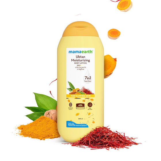 Mamaearth Ubtan Moisturizing Body Lotion with Turmeric & Saffron for Glowing Skin - 200 ml
