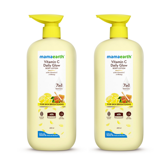 Mamaearth Vitamin C Daily Glow Body Lotion For Skin Brightening 400 ml (Pack of 2)