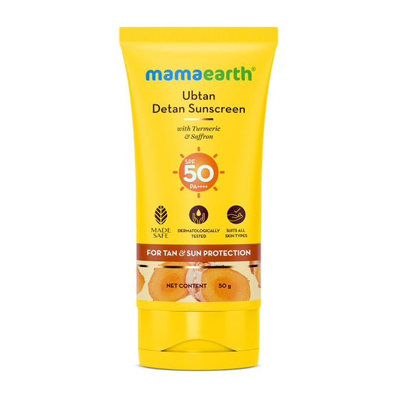 Ubtan Detan Sunscreen SPF 50 tube back view