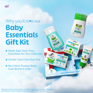 Mamaearth Baby Essentials Gift Kit 5 Units - 30g + 50g + 50ml+ 50ml + 6 pcs