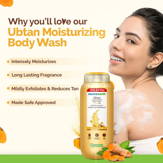 Ubtan Moisturizing Body Wash with Turmeric & Saffron for Tan Removal - 250 ml + 25 ml Extra