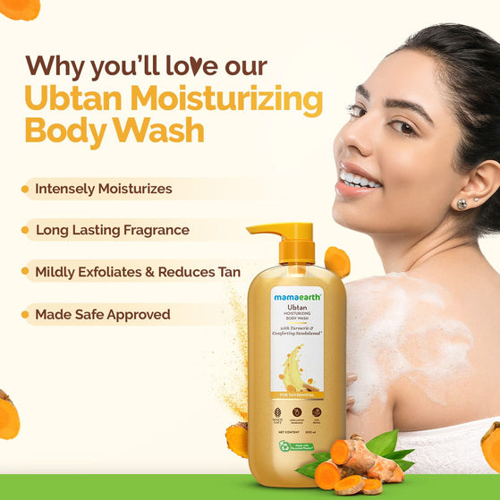Ubtan Moisturizing Body Wash with Turmeric & Saffron for Tan Removal - 500 ml
