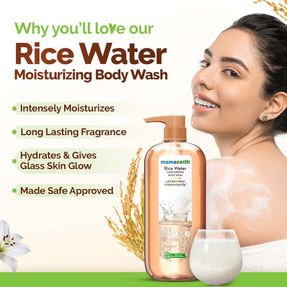 Rice Water Moisturizing Body Wash with Rice Water & Hydrating Lily for Dewy Glass Skin - 500 ml