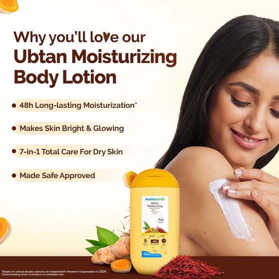 Mamaearth Ubtan Moisturizing Body Lotion with Turmeric & Saffron for Glowing Skin - 100 ml