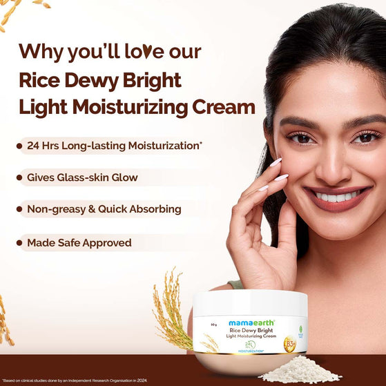 Rice Dewy Bright Light Moisturizing Cream with Rice Water & Niacinamide for Glass-Skin - 50 g