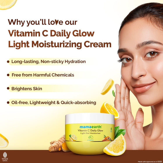 Vitamin C Daily Glow Light Gel Moisturizer with Vitamin C & Turmeric for Skin Brightening - 200 g