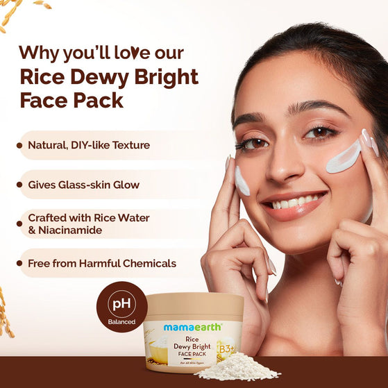 Rice Dewy Bright Face Pack with Rice Water & Niacinamide for For Glass Skin - 200 g