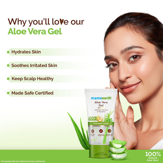 Aloe Vera Gel with 100% Natural Aloe Vera & Vitamin E for Skin & Hair - 150 ml