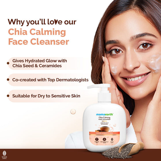 Chia Calming Face Cleanser with Chia Seed & Ceramides for Dry & Sensitive Skin - 180 ml