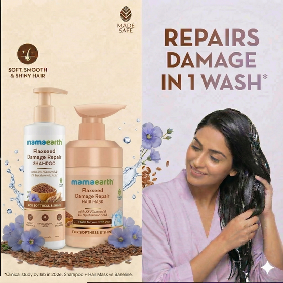 Flaxseed Damage Repair Combo : Shampoo 250 ml + Hair Mask 300 ml