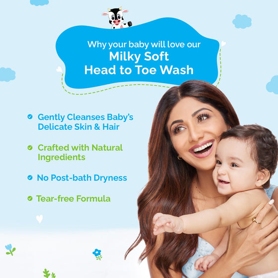 Milky Soft Head to Toe Wash gently cleanses no post bath dryness tear free natural ingredients