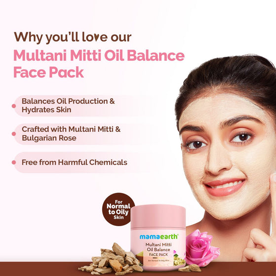 Multani Mitti Oil Balance Face Pack with Multani Mitti & Bulgarian Rose for Normal to Oily Skin - 100 g