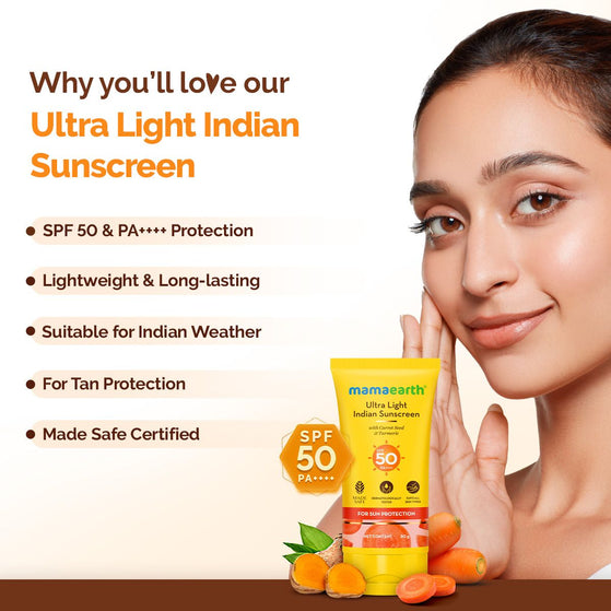 Ultra Light Indian Sunscreen benefits with model SPF 50 PA++++
