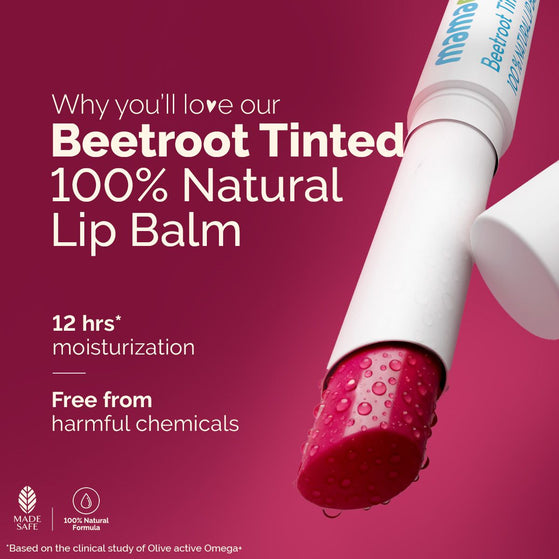 Beetroot Tinted 100% Natural Lip Balm with Beetroot & Beeswax for 12h Moisturized Lips -2 g