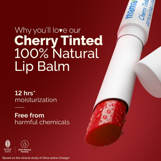 Cherry Tinted 100% Natural Lip Balm with Cherry & Coconut Oil for 12 hrs Moisturized Lips - 2 g