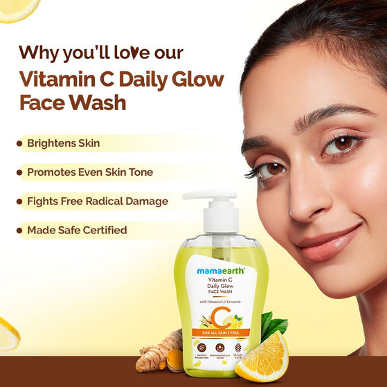 Vitamin C daily glow face wash skin brightening benefits
